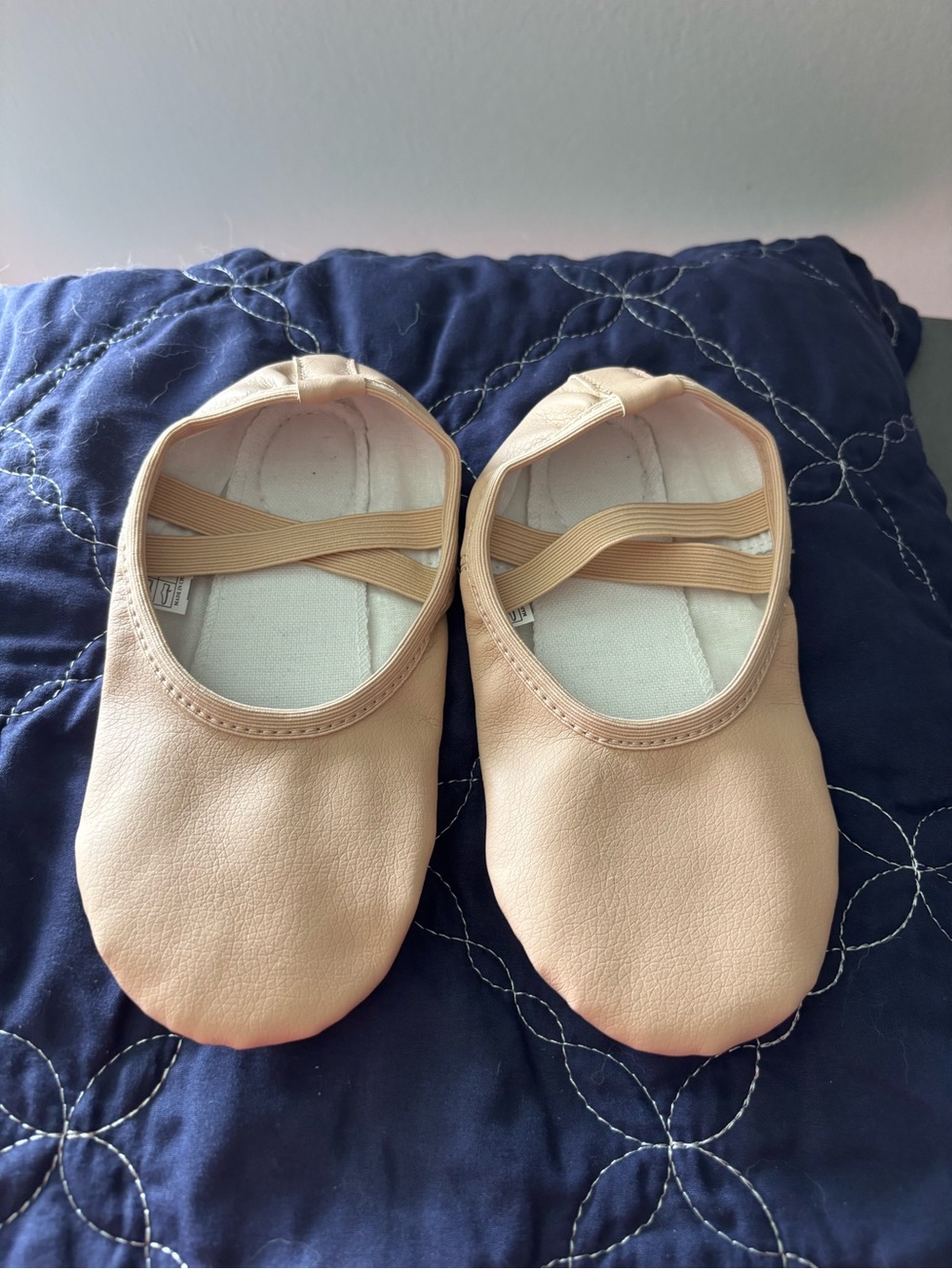 Pink Beige Ballet Flats with Elastic Straps